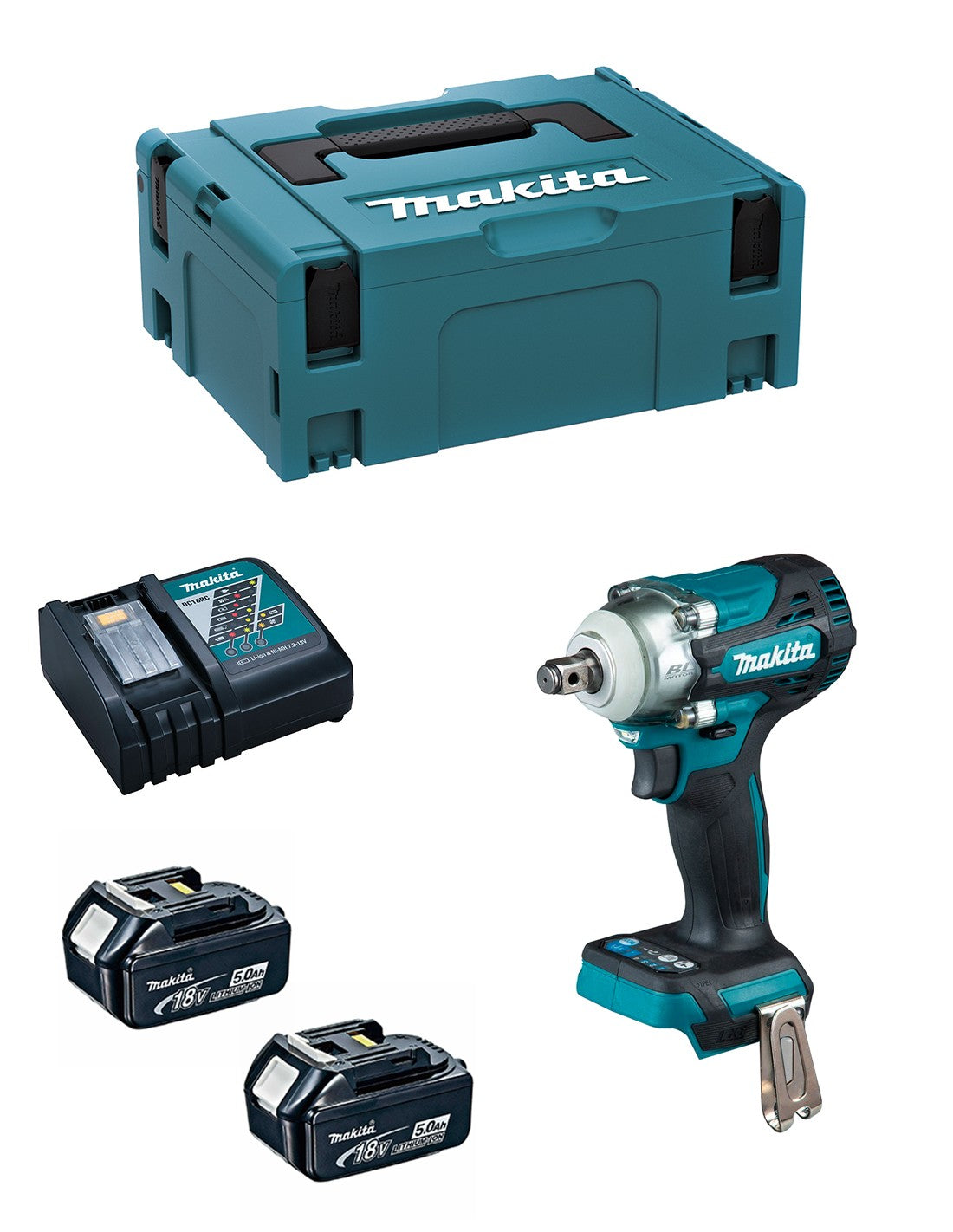 MAKITA DTW300RTJ avvitatore impulsi 18v 2 batterie 5ah brushless 300Nm con valigetta